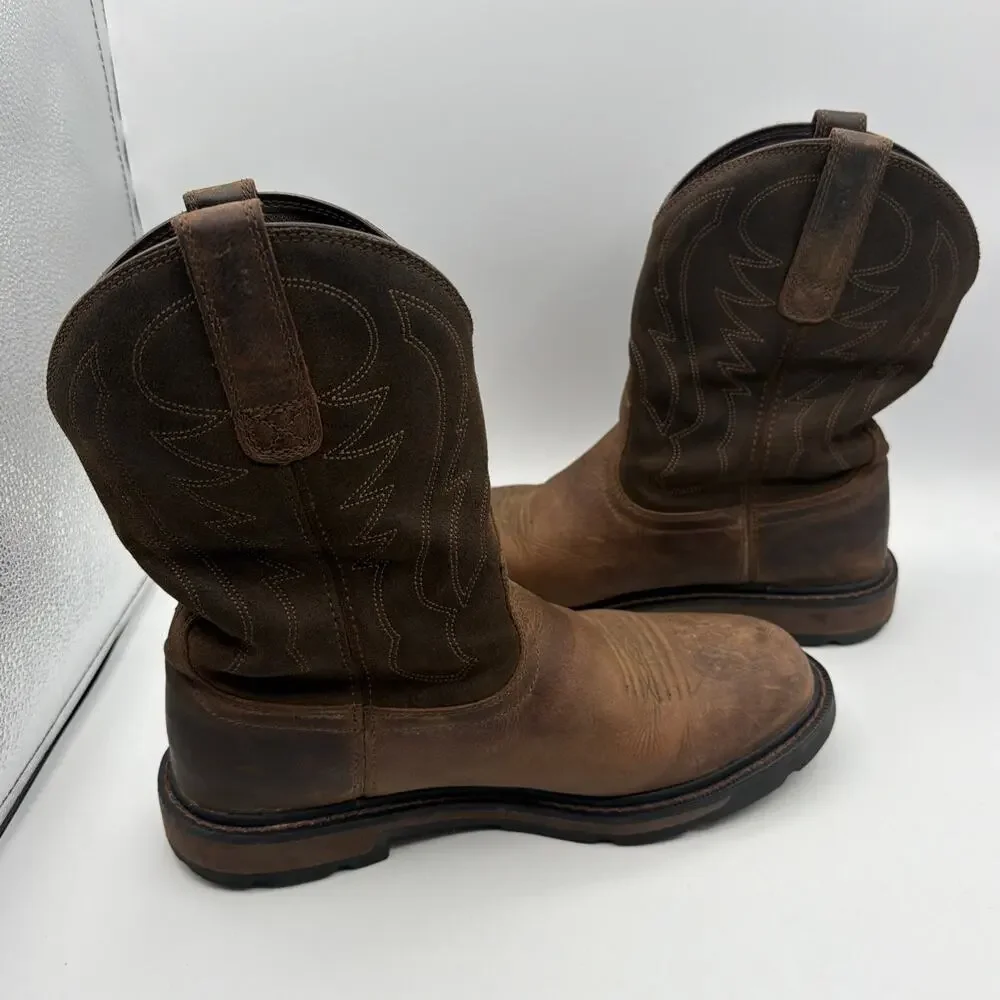 Ariat Work Groundbreaker Pull On Brown Leather Boots 10014238 Mens Size 9.5 D